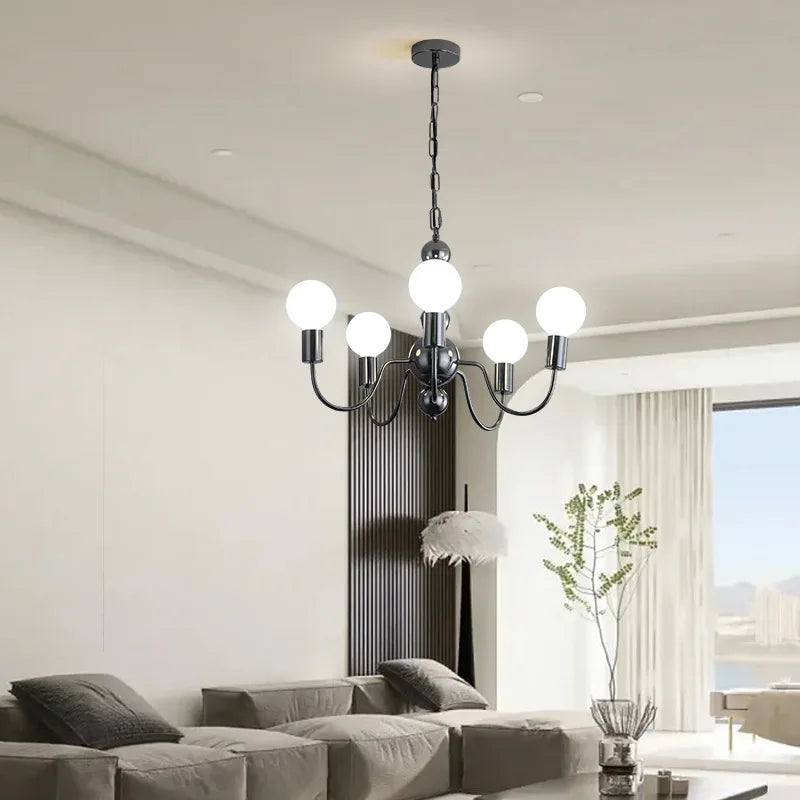 Valentina Lustre Médiéval LED Sphérique Noir Métal Salon