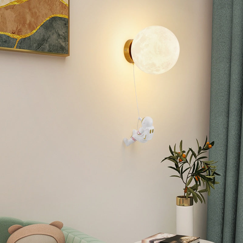 Aria Lune LED Applique Murale Blanc Résine Chambre Des Enfants