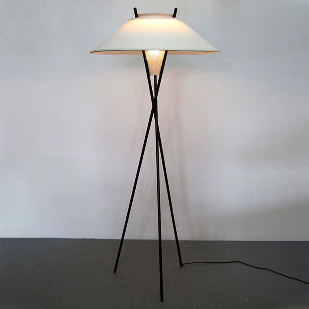 Arisha Lampadaire Trépied Simple, Métal/Tissu, Blanc, Chambre/Salon - Neutralighting