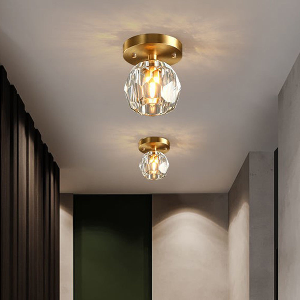 Kristy Plafonnier Diamant Cristal, Métal/Cristal, Doré, Salon - Neutralighting