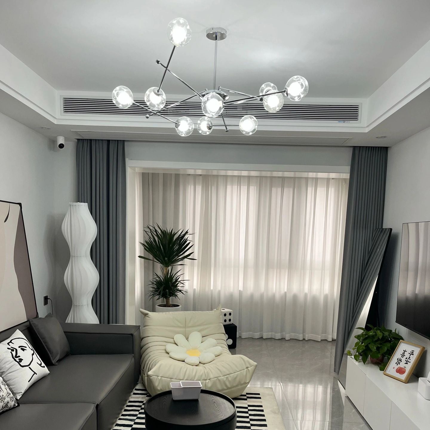 Valentina Moderne LED Lustre Chromé Verre Salon/Chambre À Coucher