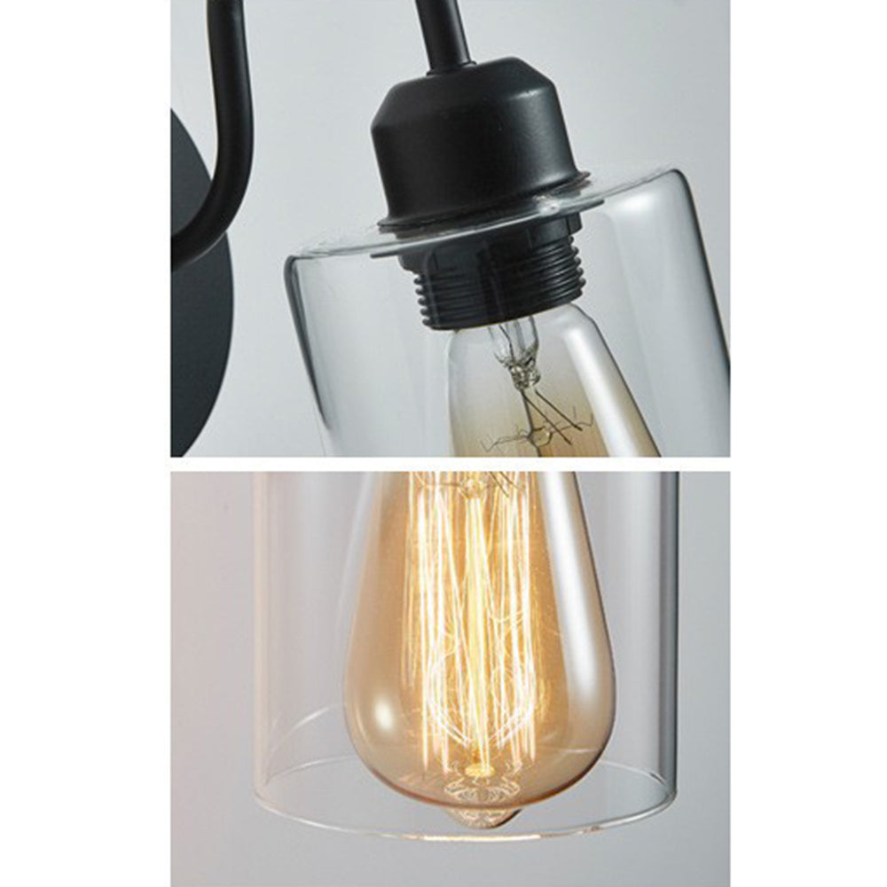 Silva Applique Murale Cylindre Rétro, Métal/Verre, Noir, Chambre - Neutralighting