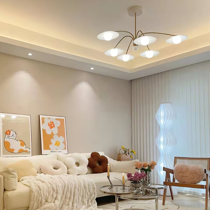 Arisha Suspension Fleur Art Déco, Métal/Verre, Blanc, Salon - Neutralighting