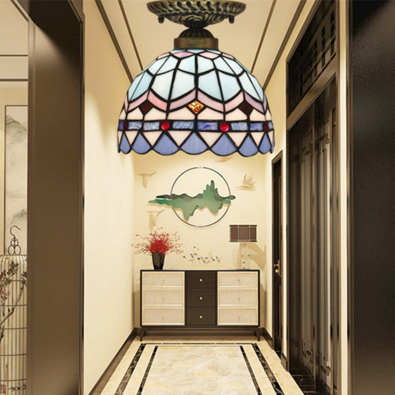Tiffany Vintage LED Plafonnier Métal/Verre Chambre À Coucher