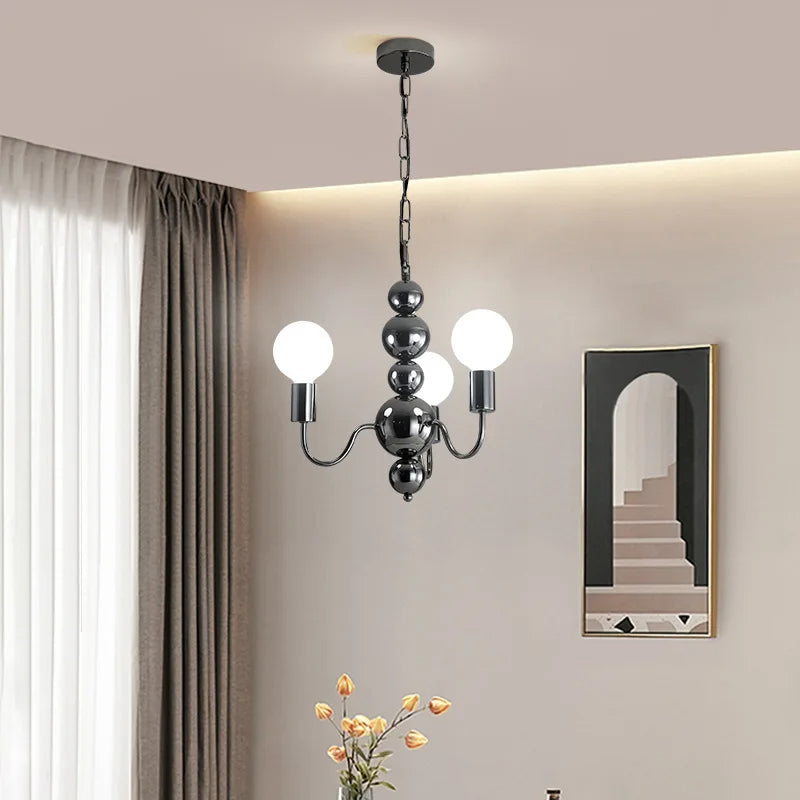 Valentina Lustre Médiéval LED Sphérique Noir Métal Salon