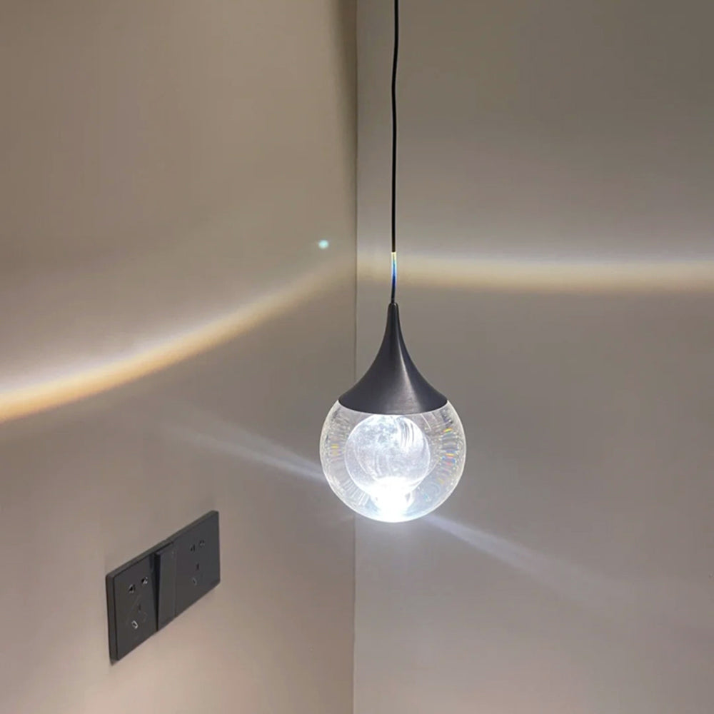 Aria Suspension Globe Inhabituel, Métal/Cristal, Noir/Blanc, Chevet/Salon - Neutralighting