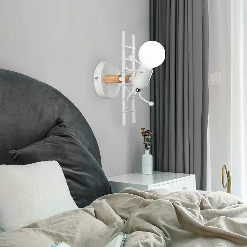 Luxo Applique Murale Rétro LED Métal/Bois de Caoutchouc Couloir 3 Couleur - Neutralighting