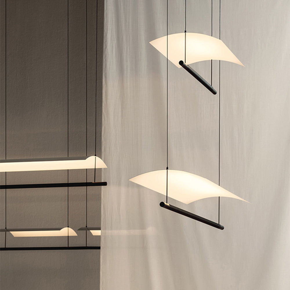 Ray Suspension Linéaire Inhabituel, Métal/Acrylique, Noir, Salon/Restaurant - Neutralighting
