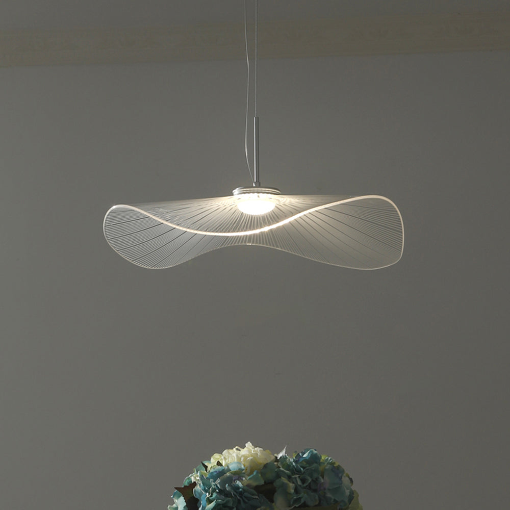 Arisha Suspension Feuille de lotus Contemporaine, Métal/Acrylique, Blanc, Salle de Séjour/Chambre à Coucher - Neutralighting