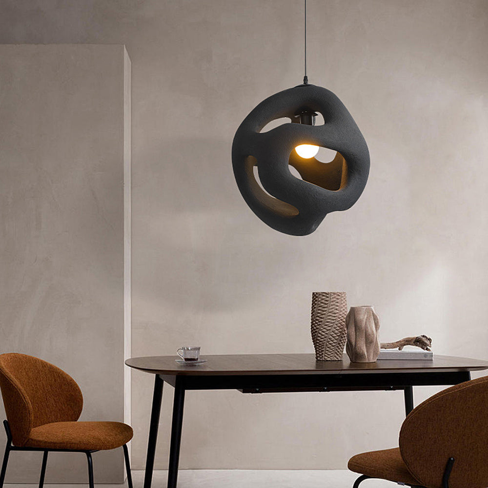 Avi Suspension Globe Moderne, Métal/Résine, Blanc/Noir, Bar/Salle de Séjour - Neutralighting