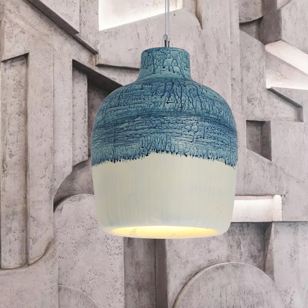 Avi Suspension Pot Retro, Résine/Acrylique, Gris/Blanc, Salon - Neutralighting
