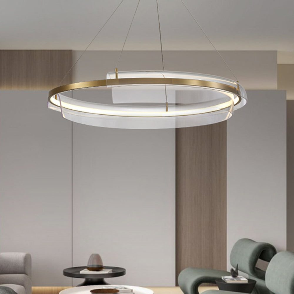 Arisha Suspension Ronde Moderne, Métal/Acrylique, Doré, Salon/Chambre à Coucher - Neutralighting