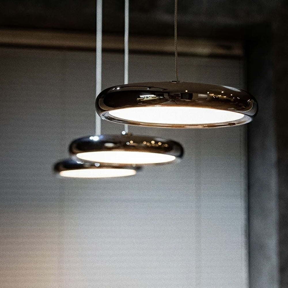 Arisha Suspension Ronde Moderne, Métal/Acrylique, Argent/Or/Rose Rouge, Salon