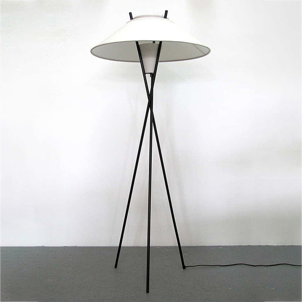 Arisha Lampadaire Trépied Simple, Métal/Tissu, Blanc, Chambre/Salon - Neutralighting