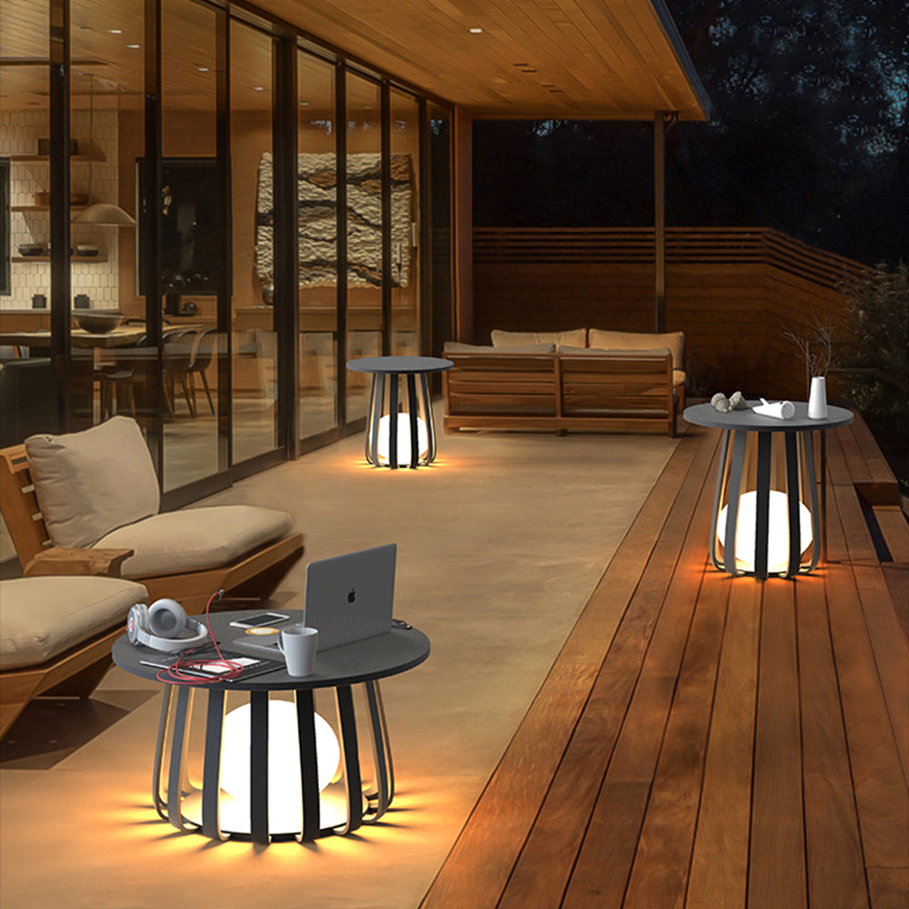 Ray Lampadaire Table Moderne, Métal, Noir, Extérieur - Neutralighting