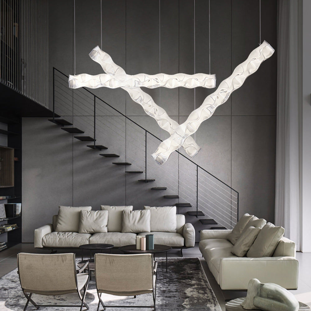 Arisha Suspension Linéaire Moderne, Metal/PET, Blanc, Salon - Neutralighting
