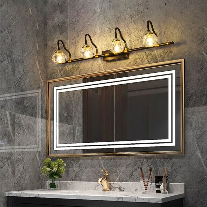 Kristy Applique Murale Miroir Bol Vintage, Métal/Cristal, Noir, Salle de Bain - Neutralighting