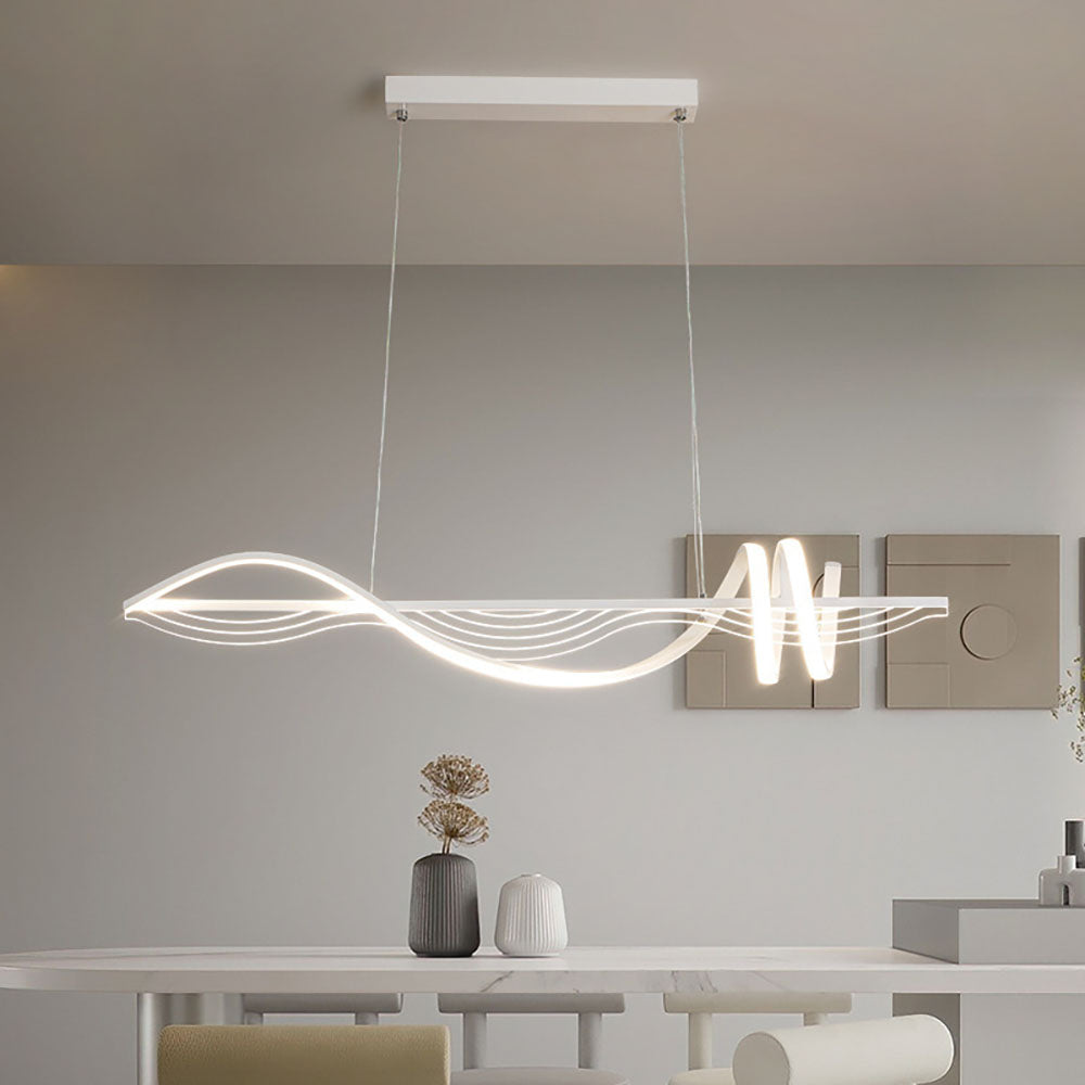 Arisha Style Géométrique Contemporain Linéaire Métal Suspension Blanc/Noir - Neutralighting
