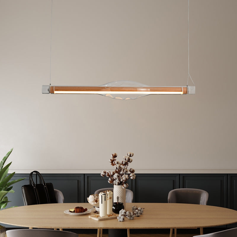 Ray Suspension Linéaire Industrielle, Métal /Acrylique, Rouge/Marron, Salon - Neutralighting