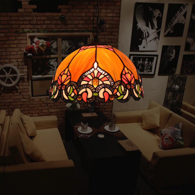 Tiffany Vintage Dôme Suspension Tachée Verre Salon - Neutralighting