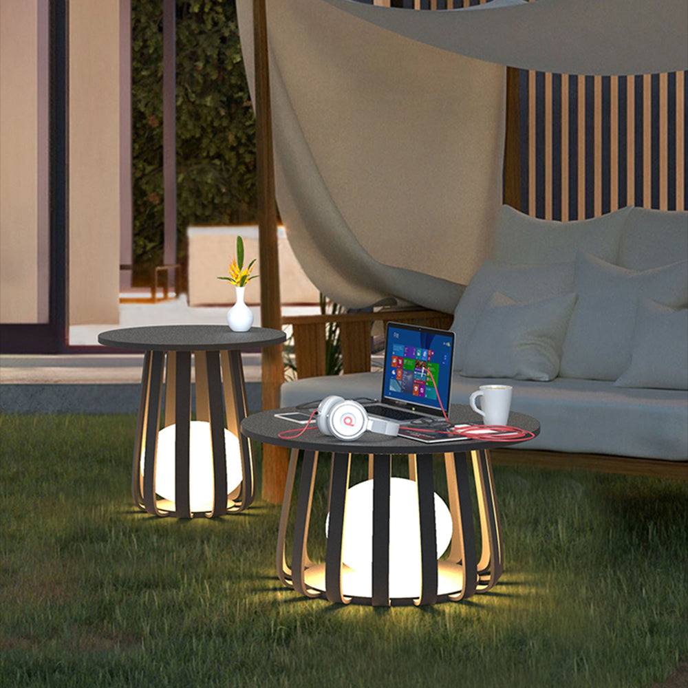 Ray Lampadaire Table Moderne, Métal, Noir, Extérieur - Neutralighting