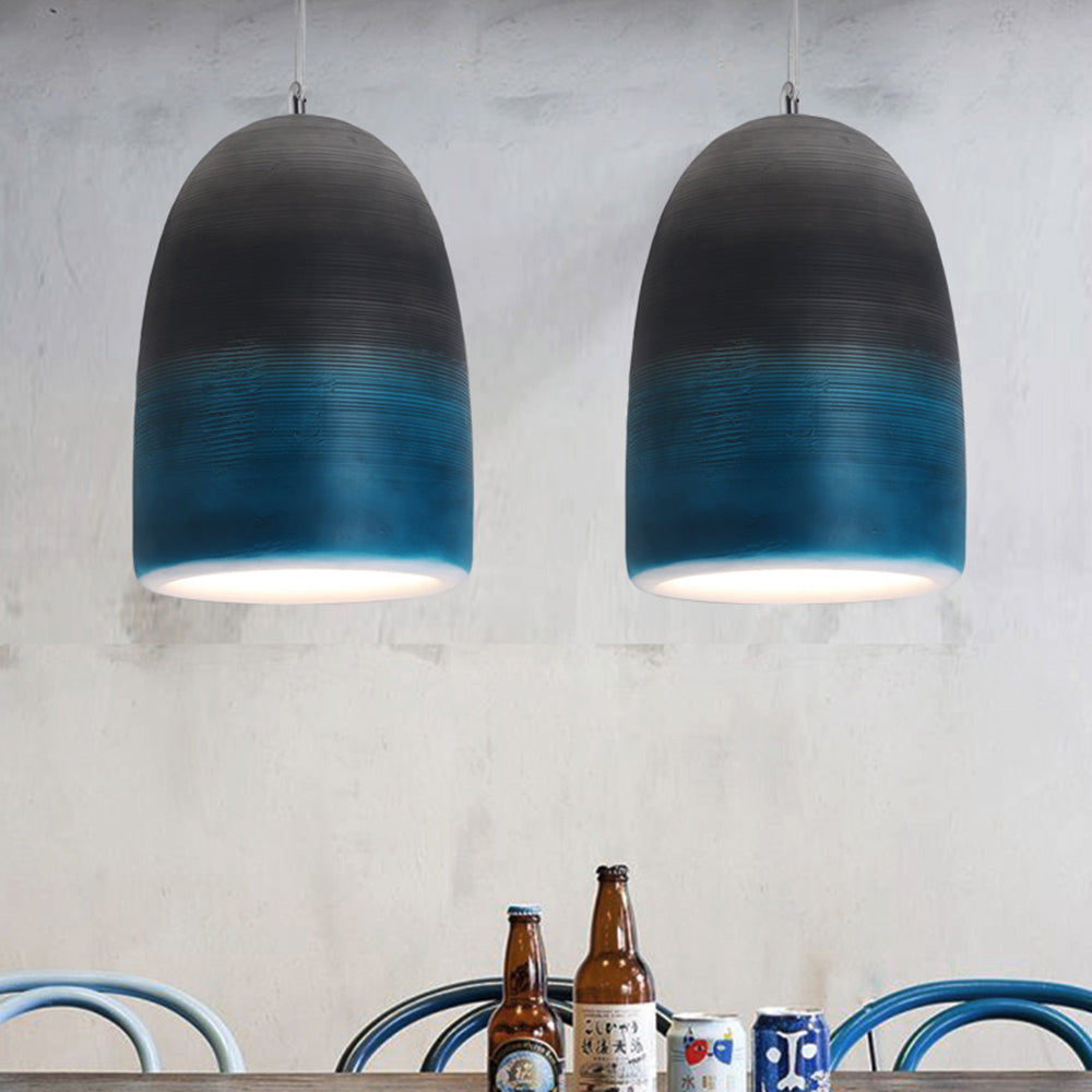 Arisha Suspension Pot Naturelle, Résine/Acrylique, Bleu/Noir/Gris, Chambre - Neutralighting