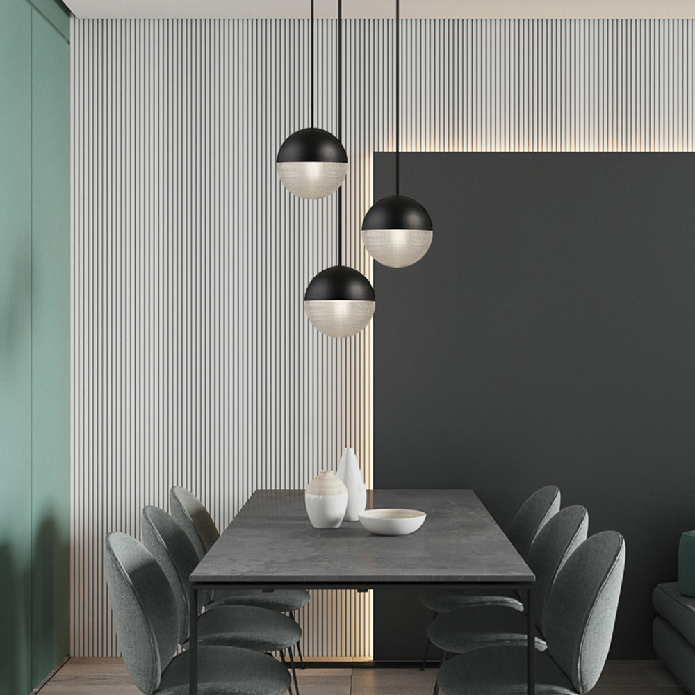 Valentina Suspenison Boule Contemporaine, Métal/Verre, Noir/Or, Bar/Salon/Chambre - Neutralighting
