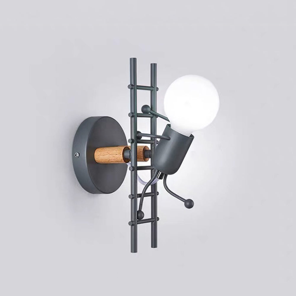 Luxo Applique Murale Rétro LED Métal/Bois de Caoutchouc Couloir 3 Couleur - Neutralighting