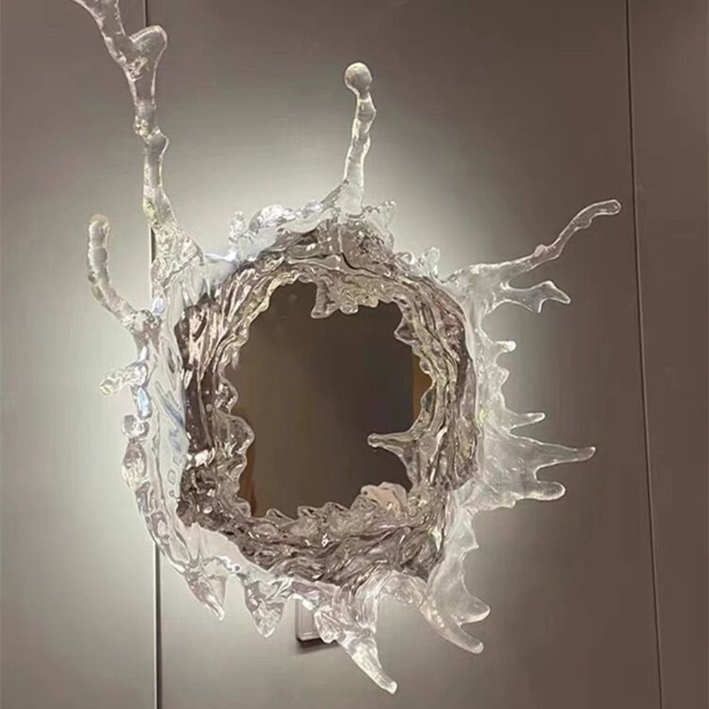 Kristy Applique Murale Rond Moderne, Résine/Métal, Or/Argent, Salle de Bain