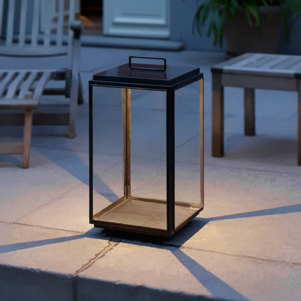Ray Lampadaire Lanterne Minimaliste, Métal/Verre, Noir, Extérieur - Neutralighting