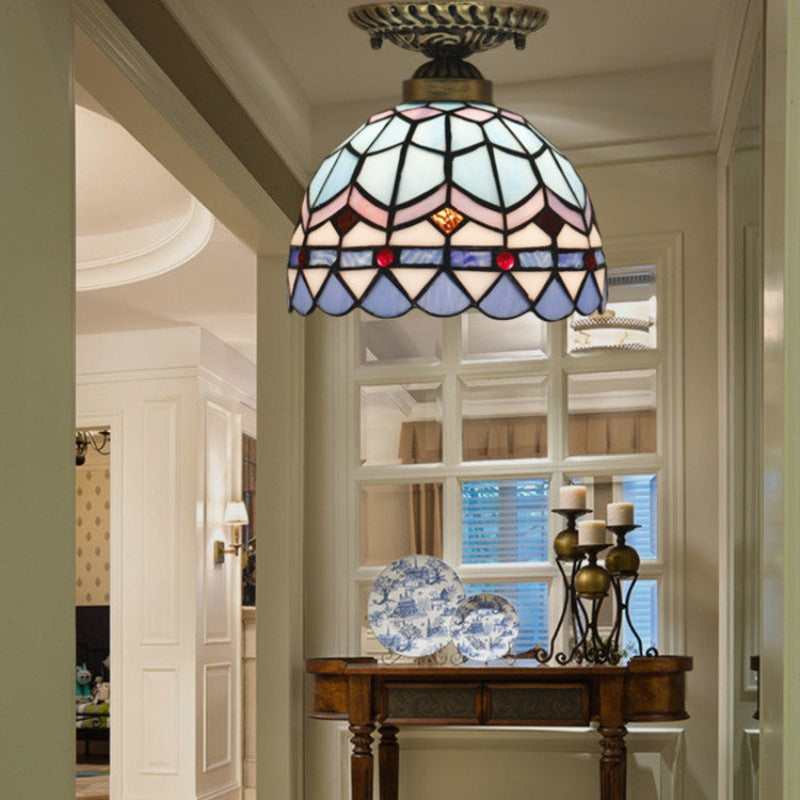 Tiffany Vintage LED Plafonnier Métal/Verre Chambre À Coucher