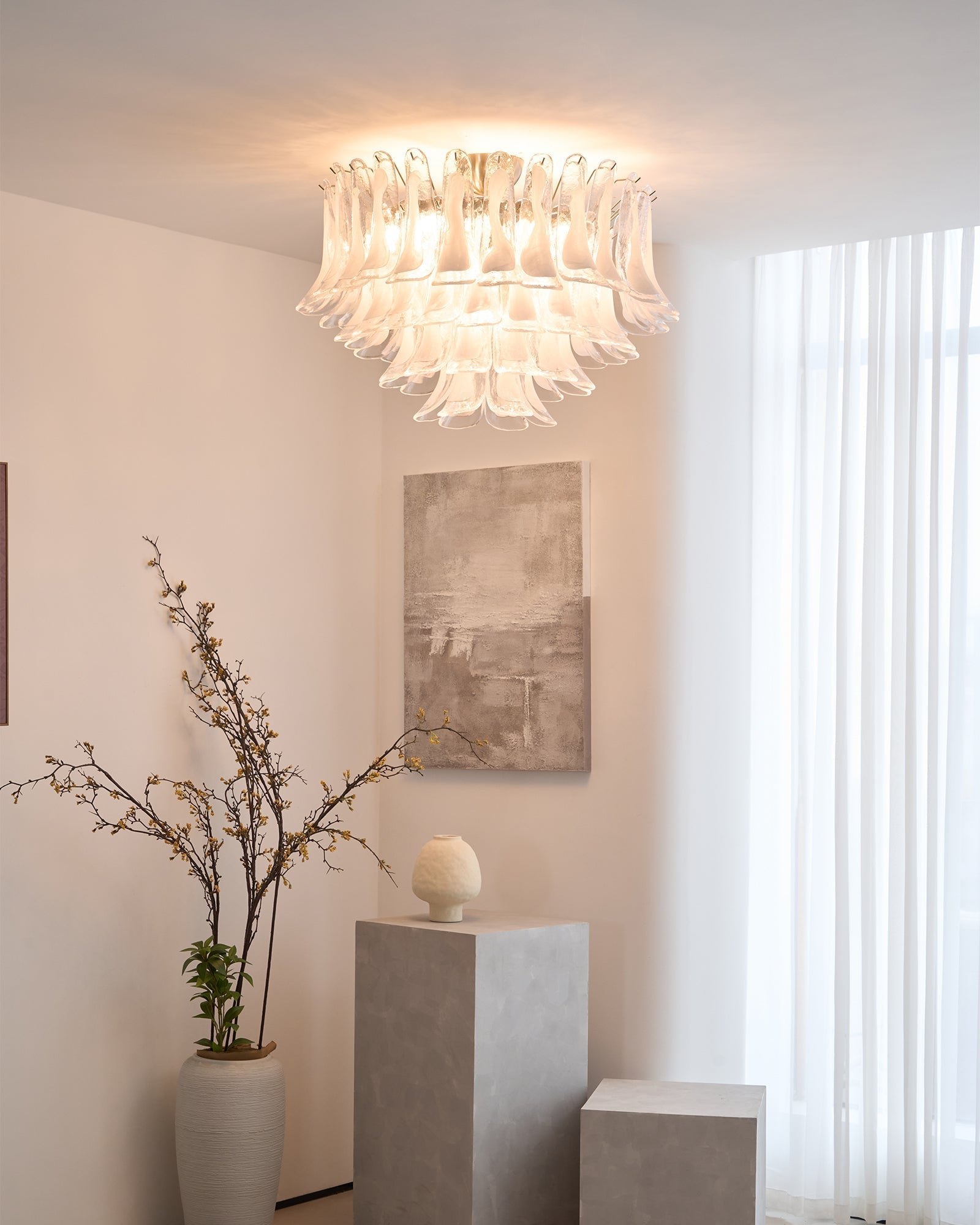 Aurora Ceiling Lamp Clear Glass Wave Layered Elegant - Letslighting