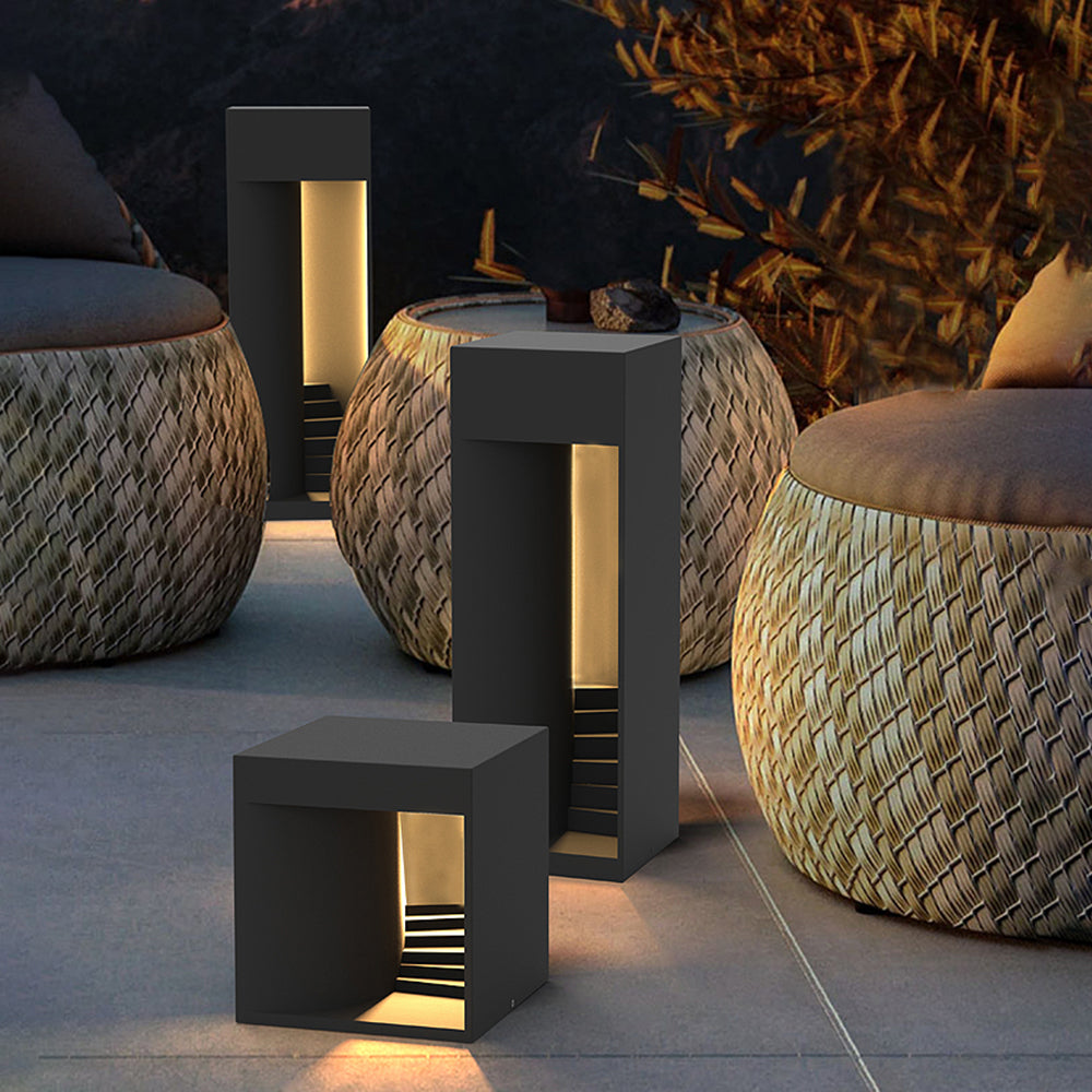 Ray Lampadaire Cube Simple, Métal, Noir, Extérieur - Neutralighting