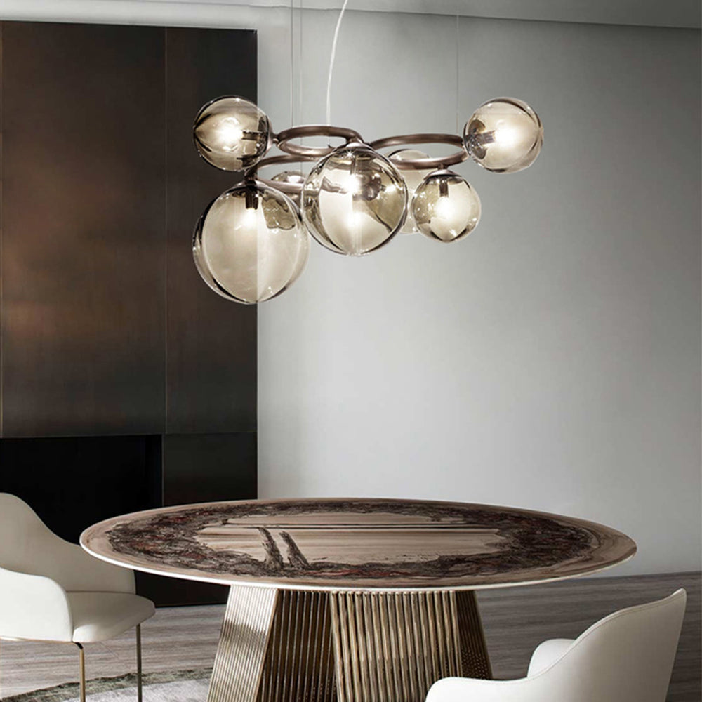 Valentina Luminaires Suspensions Anneau Moderne Métal/Verre Noir/Blanc/Gris/Doré Chambre à Coucher