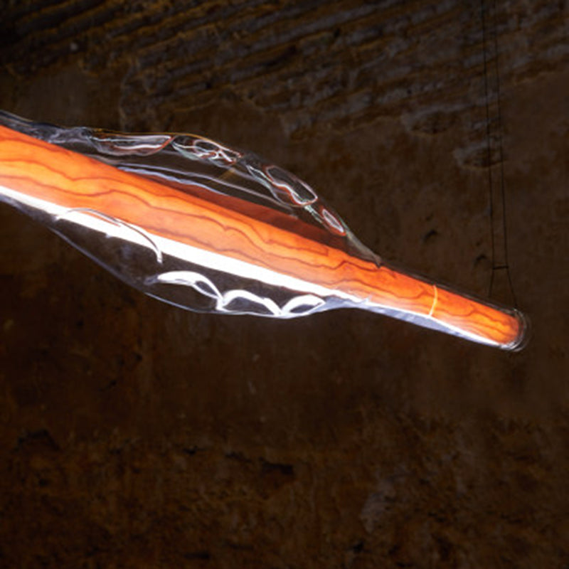 Ray Suspension Linéaire Industrielle, Métal /Acrylique, Rouge/Marron, Salon - Neutralighting