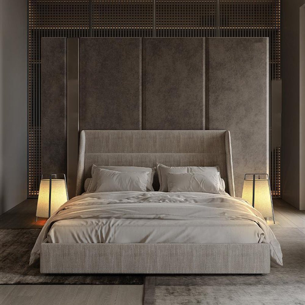 Ritta Lampadaire Dôme Nordique, Métal/Tissu, Beige, Chambre à Coucher - Neutralighting