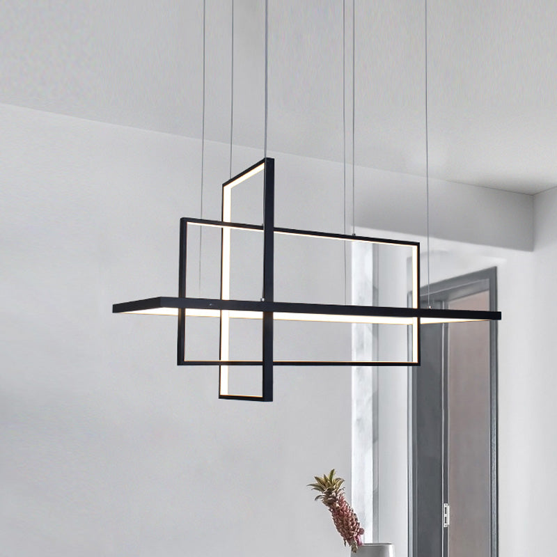 Arisha Lustre Rectangulaire Moderne, Métal/Gel de Silice, Noir/Blanc, Salon - Neutralighting