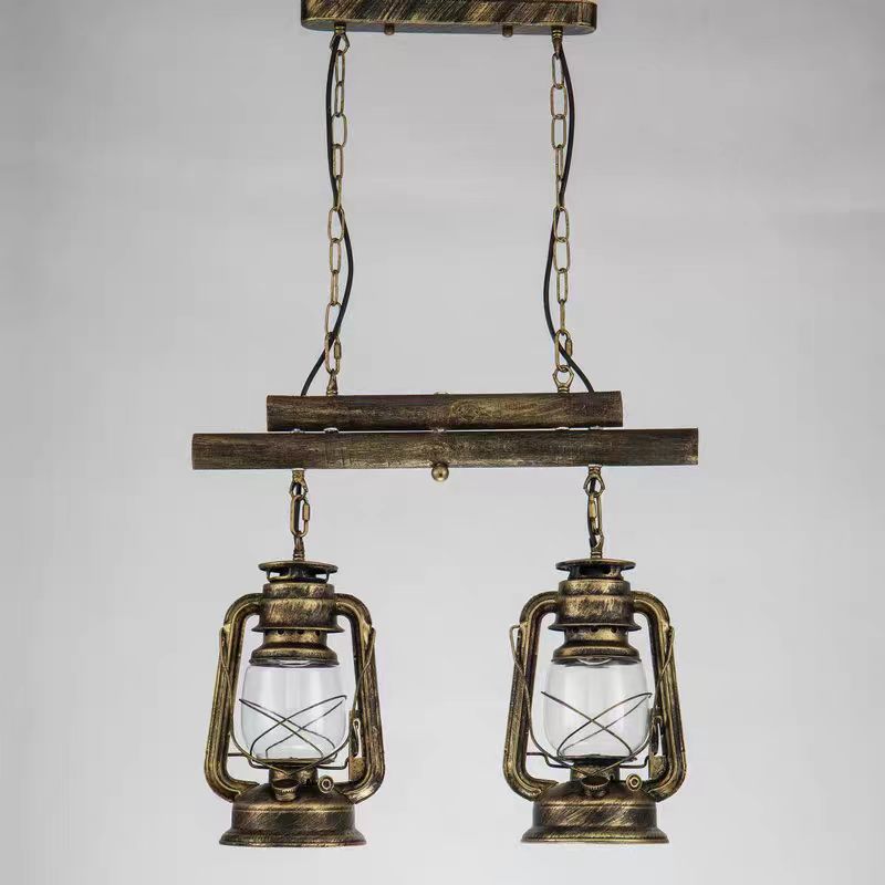Silva Luminaires Suspensions Lanterne Vintage Métal/Verre Laiton/Cuivre Salon/Salle à manger - Neutralighting