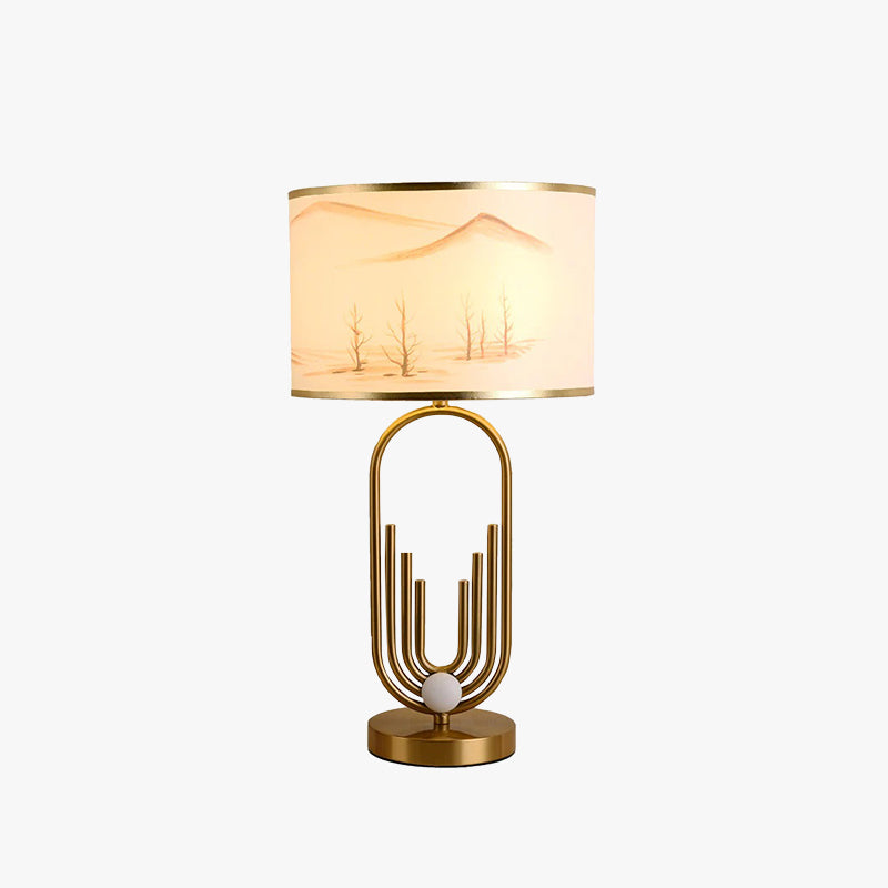 Mira Lampe de Table/Lampadaire Paysage Moderne, Métal/Tissu, Or, Salon - Neutralighting