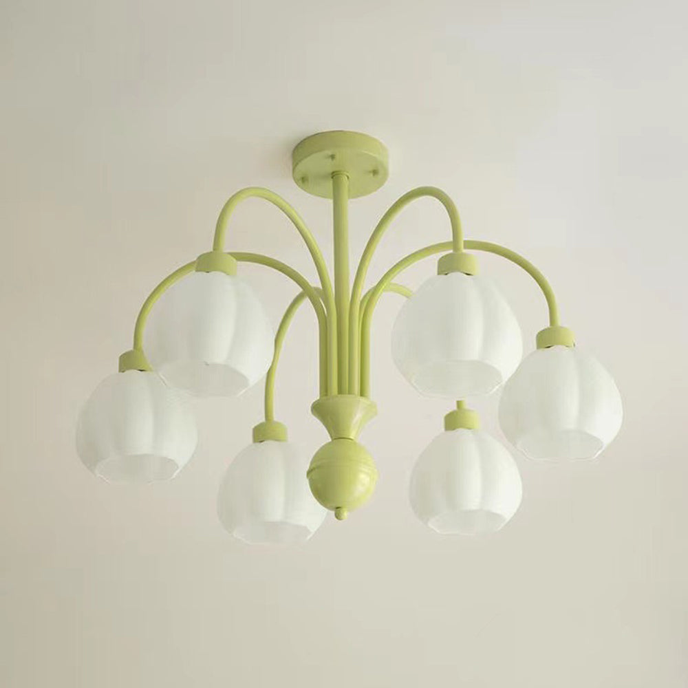 Arisha Suspension Multi Morandi, Métal/Verre, Blanc/Jaune, Couloir/Salon - Neutralighting