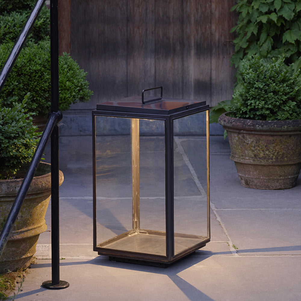 Ray Lampadaire Lanterne Minimaliste, Métal/Verre, Noir, Extérieur - Neutralighting