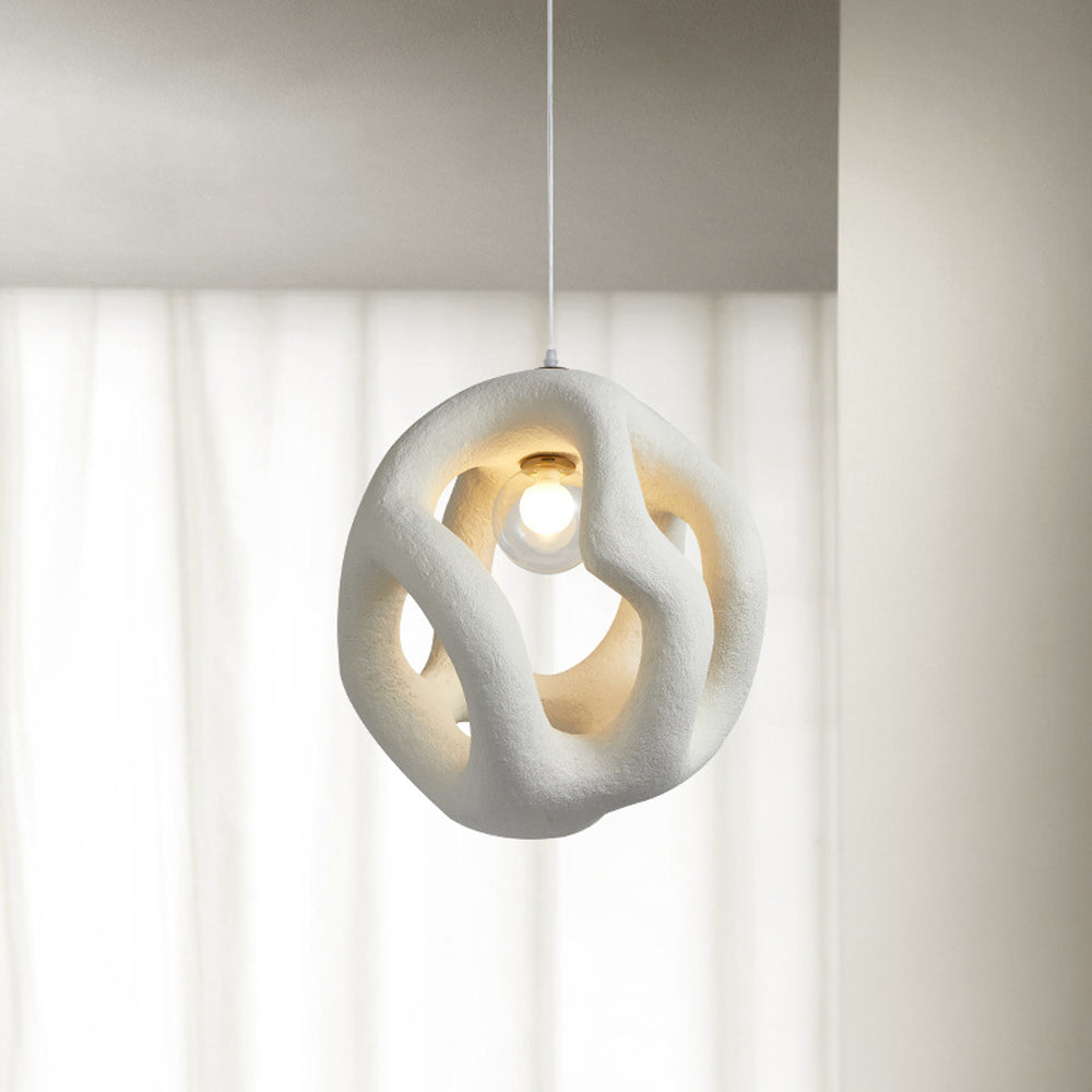 Avi Suspension Globe Moderne, Métal/Résine, Blanc/Noir, Bar/Salle de Séjour - Neutralighting