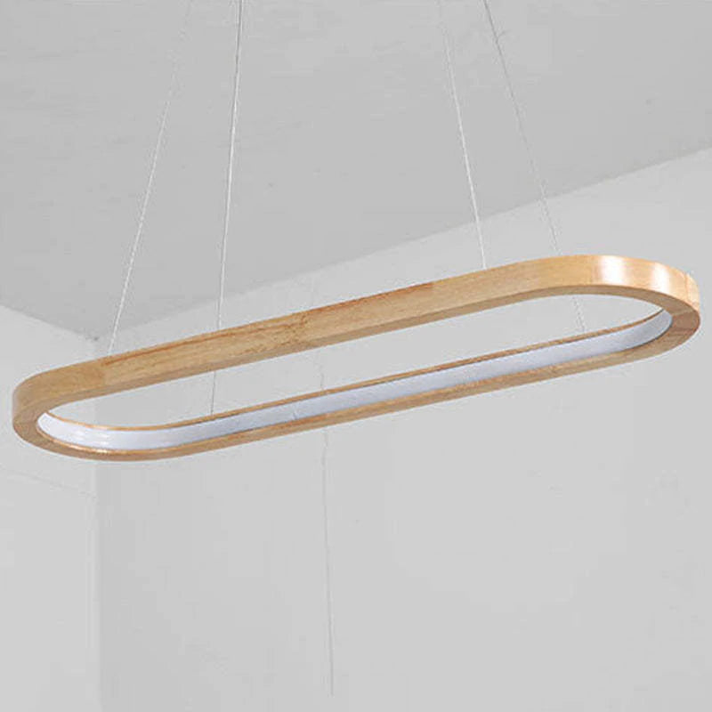 Muto Suspension Ellipse Moderne, Bois/Acrylique, Bois, Salon - Neutralighting