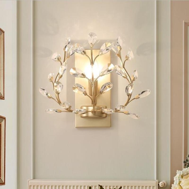 Ray Applique Murale Branche Vintage, Métal/Cristal, Noir/Doré, Salon - Neutralighting