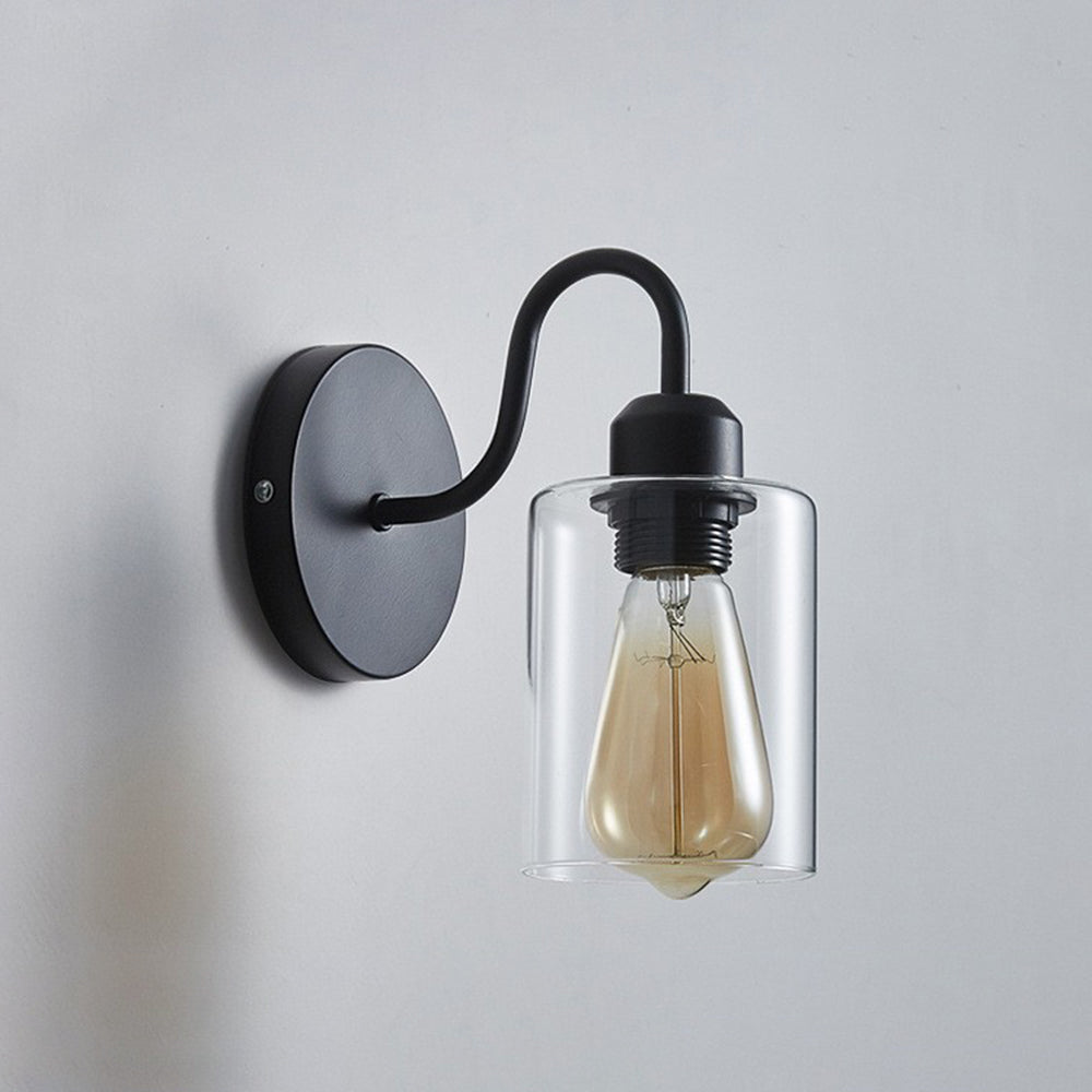 Silva Applique Murale Cylindre Rétro, Métal/Verre, Noir, Chambre - Neutralighting