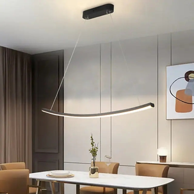 Arisha Suspension Linéaire Minimaliste, Aluminium/Gel de silice, Noir, Salon - Neutralighting