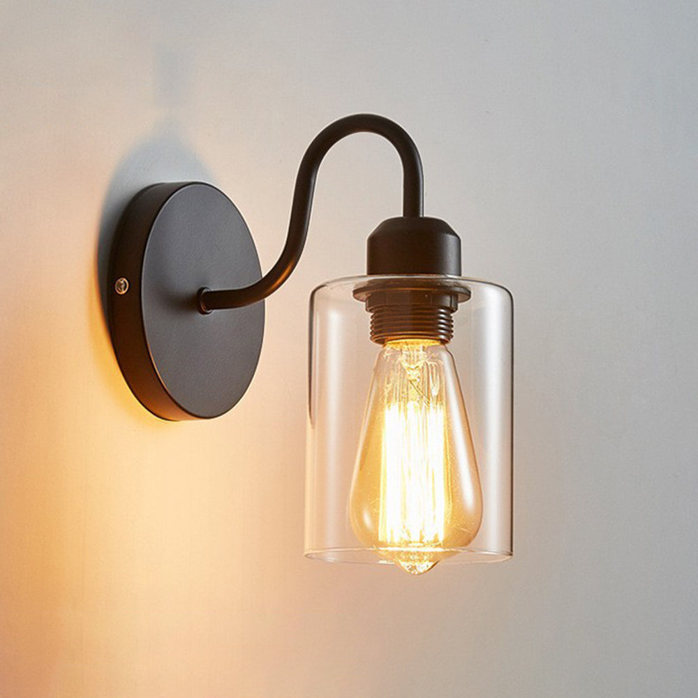 Silva Applique Murale Cylindre Rétro, Métal/Verre, Noir, Chambre - Neutralighting
