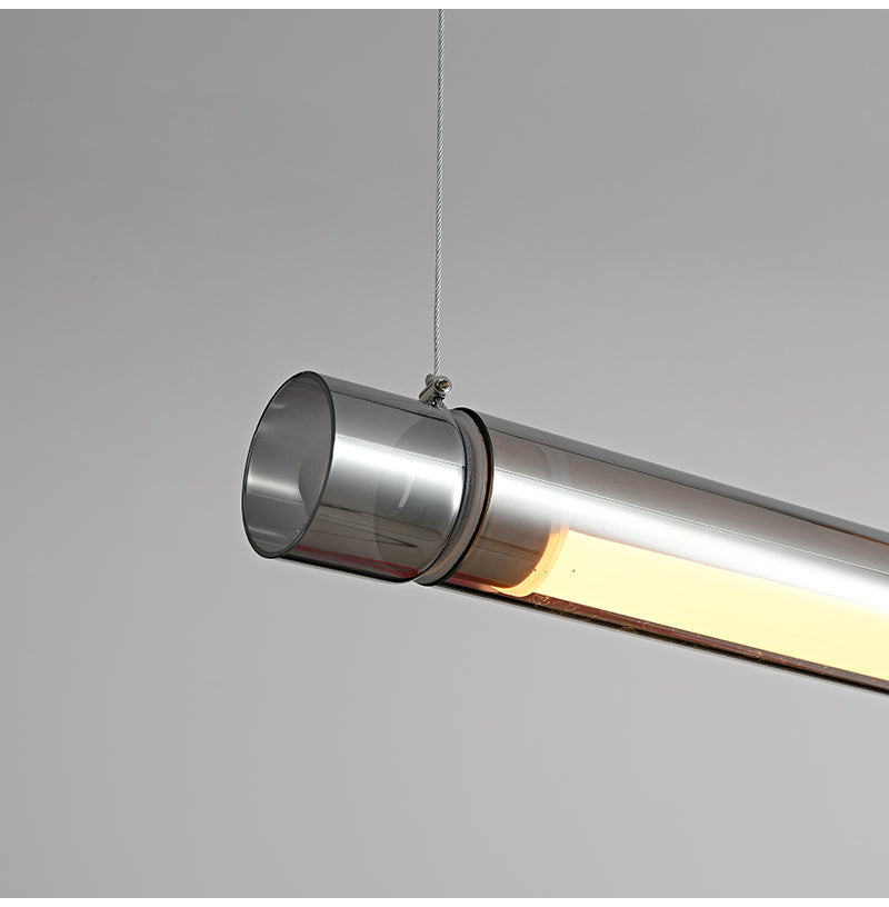 Ray Suspension Linéaire Industrielle, Métal /Acrylique, Rouge/Marron, Salon - Neutralighting