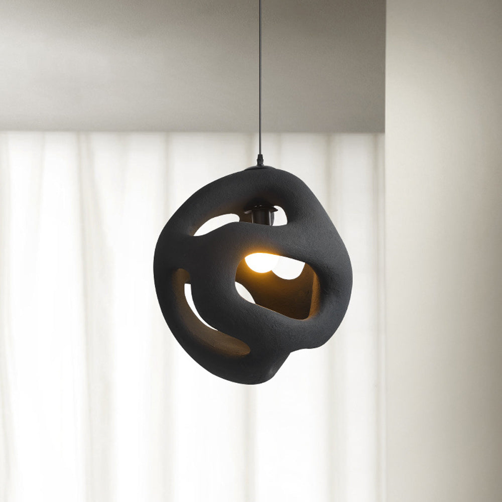 Avi Suspension Globe Moderne, Métal/Résine, Blanc/Noir, Bar/Salle de Séjour - Neutralighting