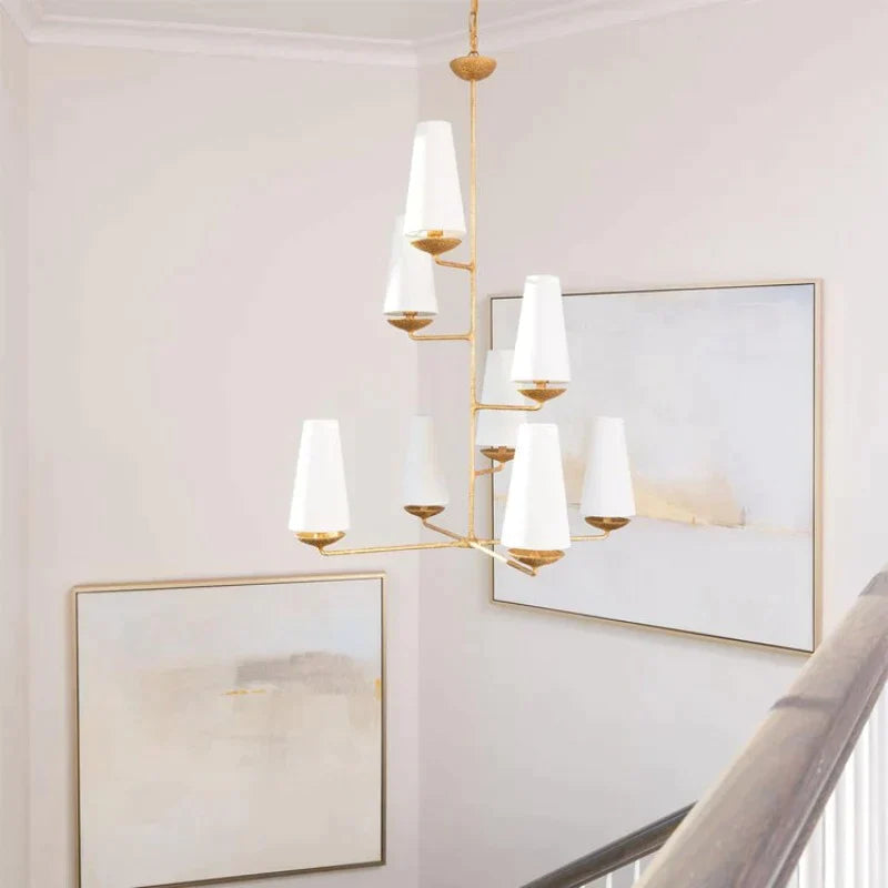 Silva Lustre LED Moderne Design, Métal/Tissu, Noir/Or, Salle à Manger